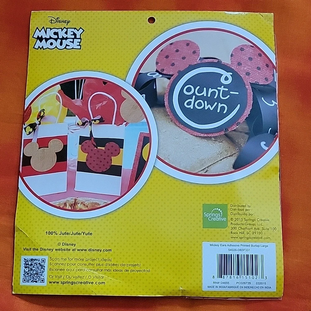 Disney Mickey Mouse New Adhesive Burlap Shapes 6 Red Black Polka Dot